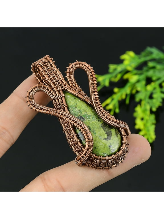 Natural Stichtite Stone Gemstone Handmade Copper Wire Wrap Pendant 2.5