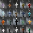 thumbnail image 1 of Natural Stone Agate Stone Cross Pendant Necklace, 1 of 2