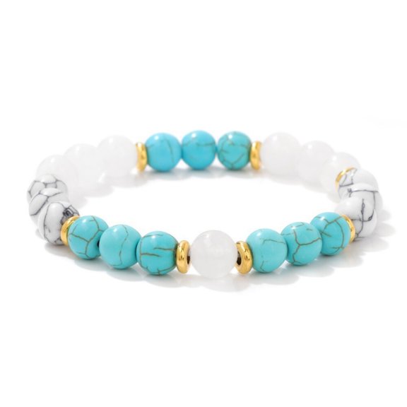 Natural Stone Beaded Bracelet Blue Tiger Eye Black Gallstone Stretch Septum Style Unisex Energy Jewelry