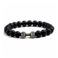 thumbnail image 1 of Natural Stone Beaded Bracelet Tiger Eye Obsidian Men's Crystal Healing Energy Jewelry, 1 of 7