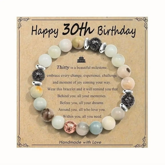 Natural Stone Beaded Bracelet - Women's Jewelry Gift for Mom/Wife/Grandma/Friends Birthday, Anti-Allergy, No Color Loss, Universal for All Seasons (30/40/50/60/70th Birthday Anniversary Gift)