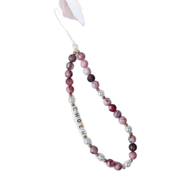 Natural Stone Beaded Phone Chain Handmade DIY Cellphone Strap Personalized Lanyard Accessory
