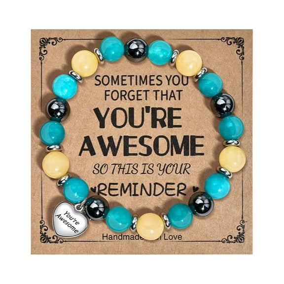 Natural Stone Beads Bracelet Turquoise Amethysts Gemstone Stretch Bracelet Inspirational Jewelry for Women Meaningful for Her Birthday Anniversary