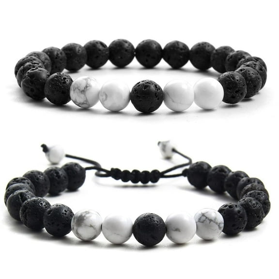 Natural Stone Beads Bracelets Set For Men | Tiger Eye & Matte Agate & Lava Rock