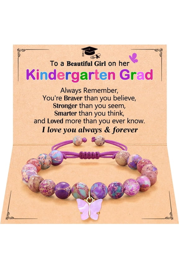 Natural Stone Beautiful Butterfly Bracelet, Preschool Kindergarten 5th 8th Graduation Back to School Gifts for Daughter Granddaughter