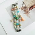 thumbnail image 1 of Natural Stone Bracelet Beaded-Bands Compatible with Apple Watch Series 9 8 7 6 5 4 3 2 1 SE, Handmade Elastic Stretch Beads Fancy Tassel Strap for iWatch Band 38/40/41mm Women,Pink, 1 of 11