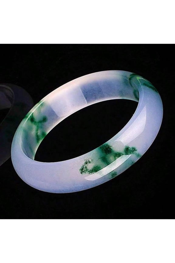 Natural Green Floating Flower Ice Jade Bangle for Women, Translucent Agate Bracelet, Elegant Vintage Jewelry for Daily Wear, Gift for Her