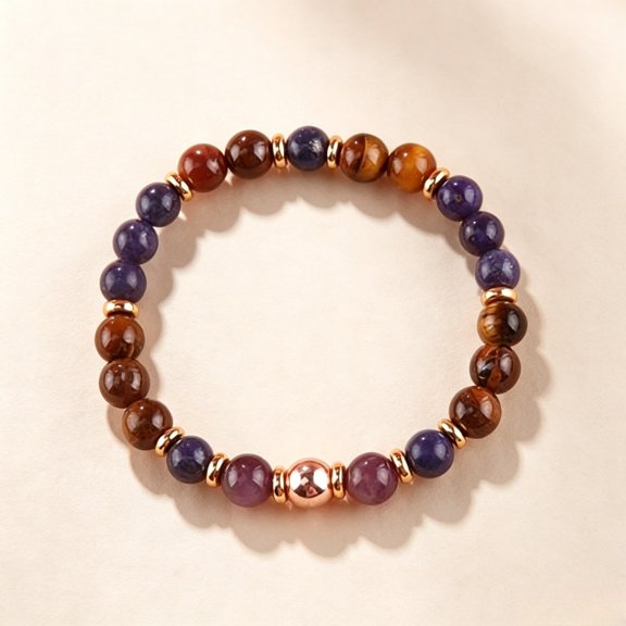 Natural Stone Bracelet for Women, Spiritual Balance Protection Crystal Bead Gift with Meaning Card