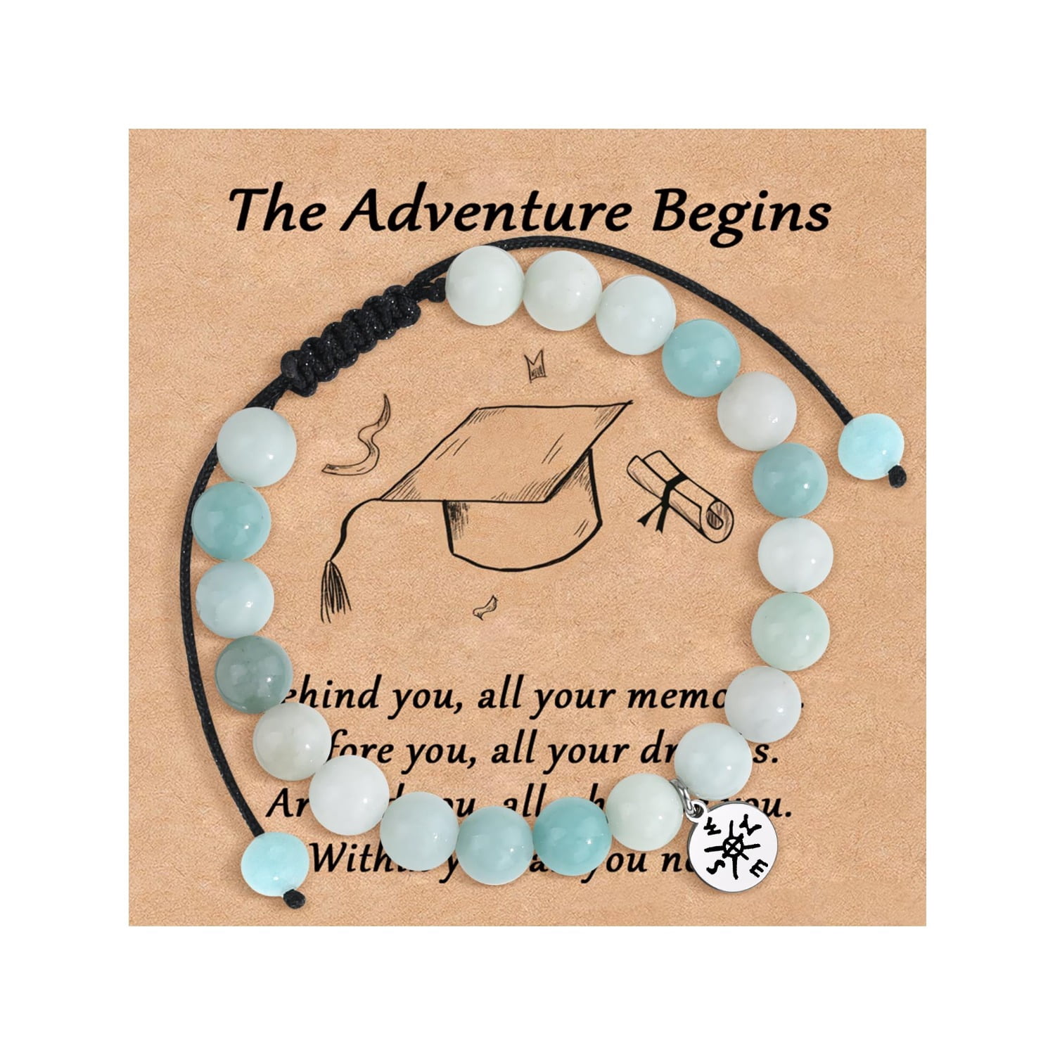 Natural Stone Bracelets - Teacher Appreciation Gifts for Women, Teacher Gifts, Bus Driver Appreciation Gifts, Class of 2026 Graduation Gifts for Him Her