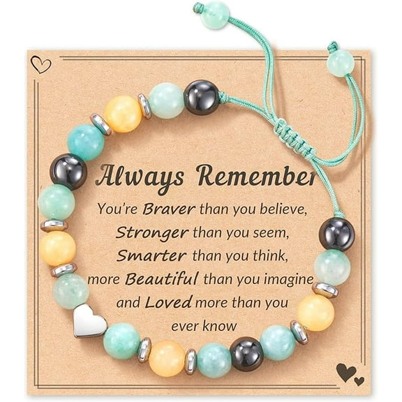Natural Stone Bracelets, Trendy Birthday Teen Girl Gift Ideas with Quote Card
