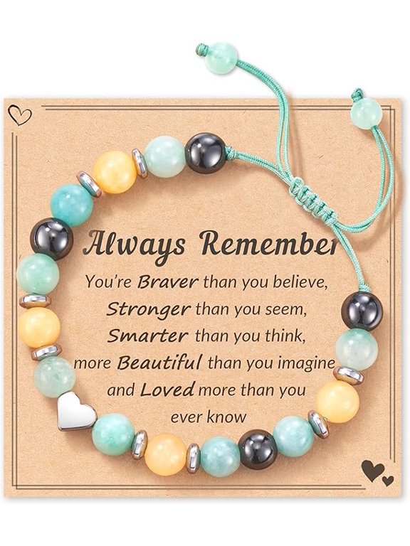 Natural Stone Bracelets, Trendy Birthday Teen Girl Gift Ideas with Quote Card