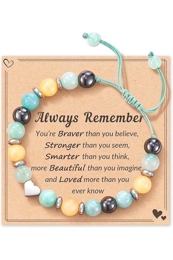 Natural Stone Bracelets, Trendy Birthday Teen Girl Gift Ideas with Quote Card