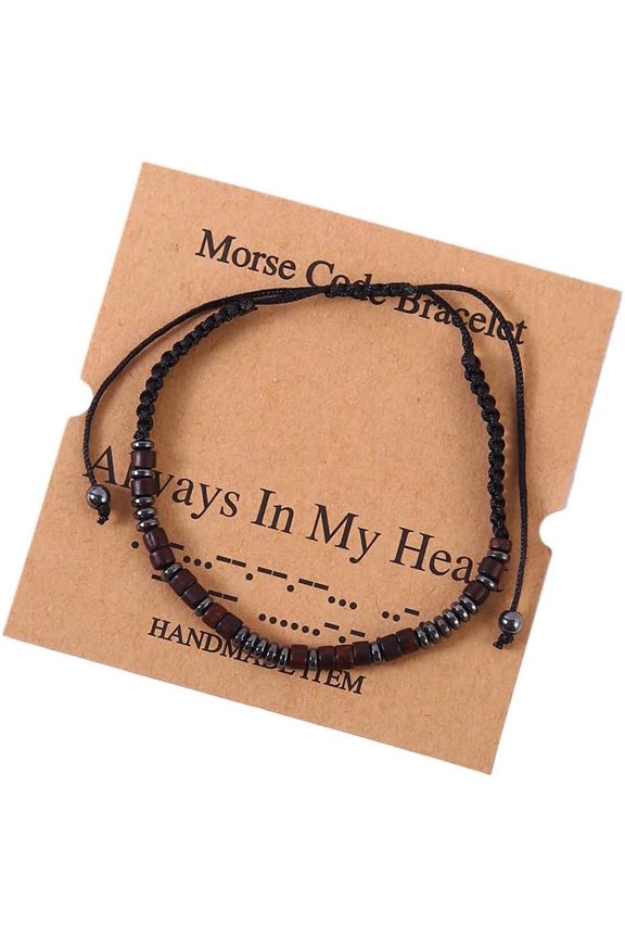 Natural Stone Braided Beads Inspirational Bracelet Morse Code Bracelets Letter Number Beads Weave Bracelet Holiday Festival Birthday Graudation Gifts