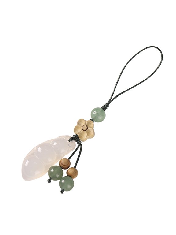 Natural Stone Chalcedony Good Luck Bean Keychain Pendant Ornament Perfect For Everyday Use And Festive Gift Giving