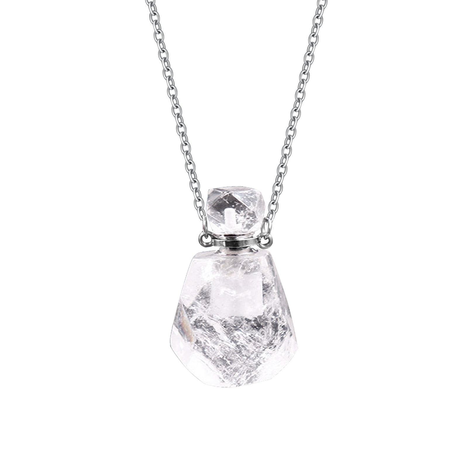 Natural Stone Crystal Perfume Bottle Necklace Crystal Perfume Bottle