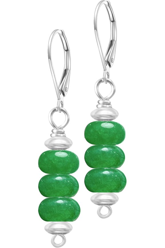 Natural Stone Dish Bead Drop Earrings,Silver Real Quartz Crystal Gemstone Dangle Earrings Beading Jewelry for Women[z2896]