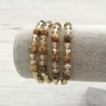 thumbnail image 1 of Natural Stone Faceted Bead Bangle Bracelet Gold Cube Quartz Bead Stretch Jewelry, 1 of 3