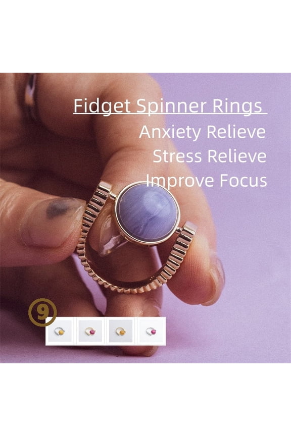 Natural Stone Fidget Spinner Rings: Interchangeable Spinners for Anxiety and Stress Relief, Jewelry Gift