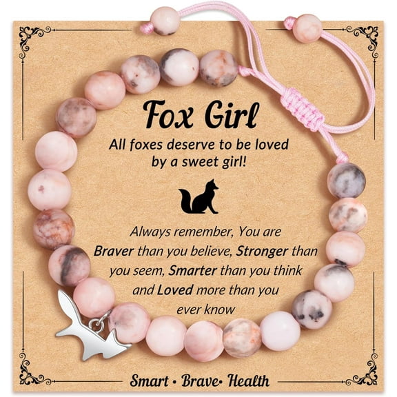 Natural Stone Fox Charm Bracelet for Girls Granddaughter Daughter Niece Birthday Christmas Gifts