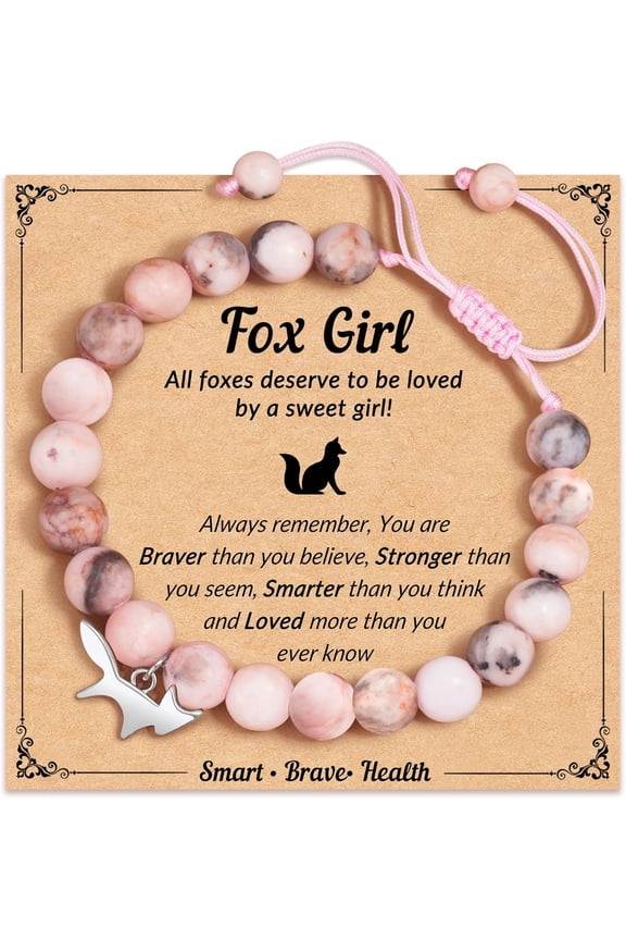 Natural Stone Fox Charm Bracelet for Girls Granddaughter Daughter Niece Birthday Christmas Gifts