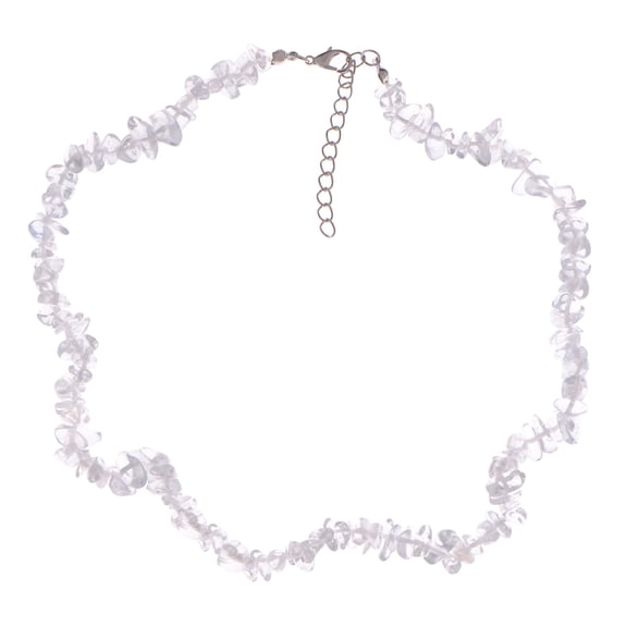 Natural Stone Irregular Gemstone Beaded Choker Necklace for Women Bohemian Crystal Jewelry, Clear Quartz