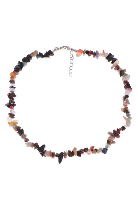 Natural Stone Irregular Gemstone Beaded Choker Necklace for Women Bohemian Crystal Jewelry, Fluorite
