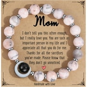 Natural Stone Mom Bracelet, Gifts for Mom on Birthday Valentines Day Easter Christmas Mothers Day from Daughter Son