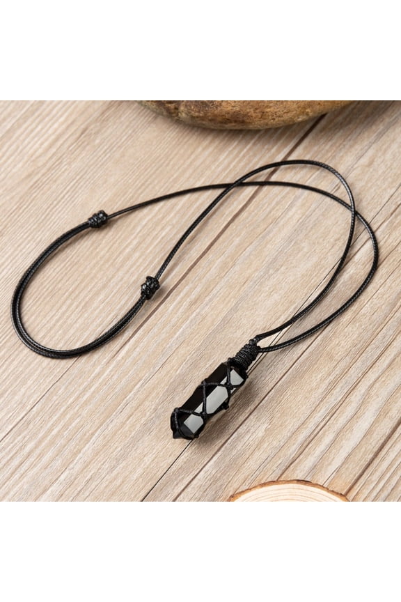 Natural Stone Necklace Obsidian Pendant Healing Reiki Men Women Christmas Gifts
