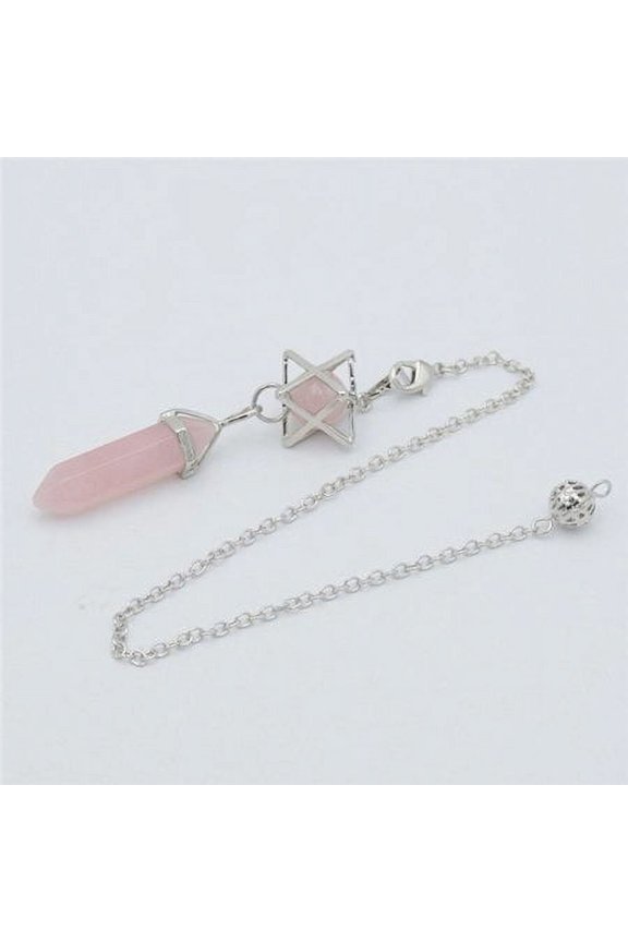 Natural Stone Pendant Pendulum for Dowsing Divination Hexagonal Prism Healing Crystal Merkaba Energy Shuttle Spiritual Pendulo