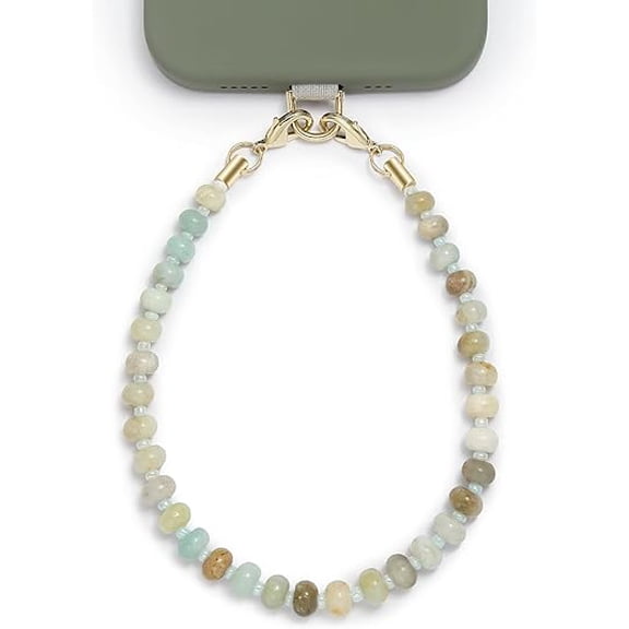 Natural Stone Phone Charm, Beaded Healing Phone Wrist Strap, Handmade Cellphone Chain Lanyard with Tether Tab