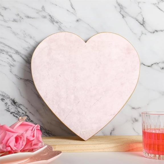 Natural Stone Pink Heart Marble Cheese Tray 9.8"x9.8", Charcuterie & Serving Board Stylish Kitchen & Dining Table Display, Ideal for Snacks Appetizers & Decor, Designed for Adults