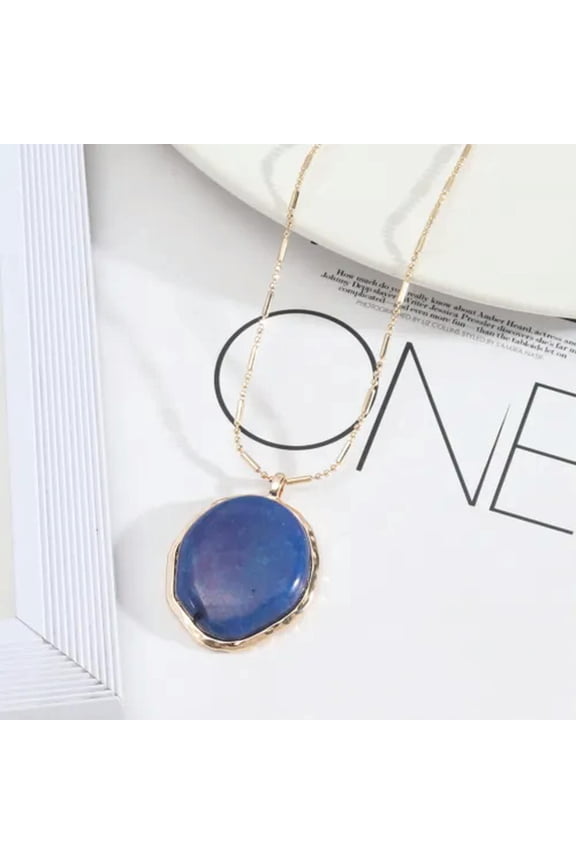 Natural Stone Semi-precious Stones Long Chain Pendant Necklace Original Design