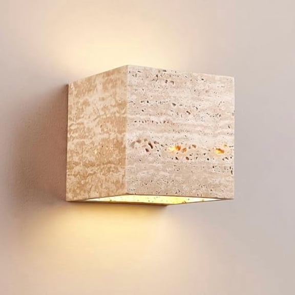Natural Stone Square Wall Sconce Rectangular Wall Light Retro Outdoor Indoor Are Available Waterproof Wall Lamps Japanese Wabi-sabi Wind Staircase Entrance Balcony Bathroom Farmhouse Wall Light
