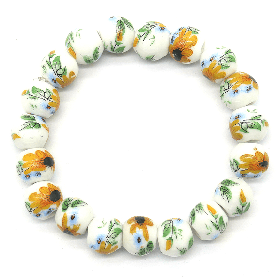Natural Stone Sun Flower Adjustable Stretch Bracelet