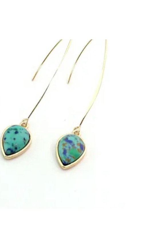 Natural Stone Teardrop Thread Dangle Earrings for Women Fashion Boutique Jewelry