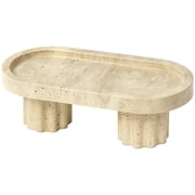 Natural Stone Tray, Vanity Decorative Tray, Oval Shape, Handcrafted Design with Cylindrical Supports, Sturdy Tray for Kitchen Counter, Dining Table, and Home Decor, 9.6 x 4.7 x 3.1
