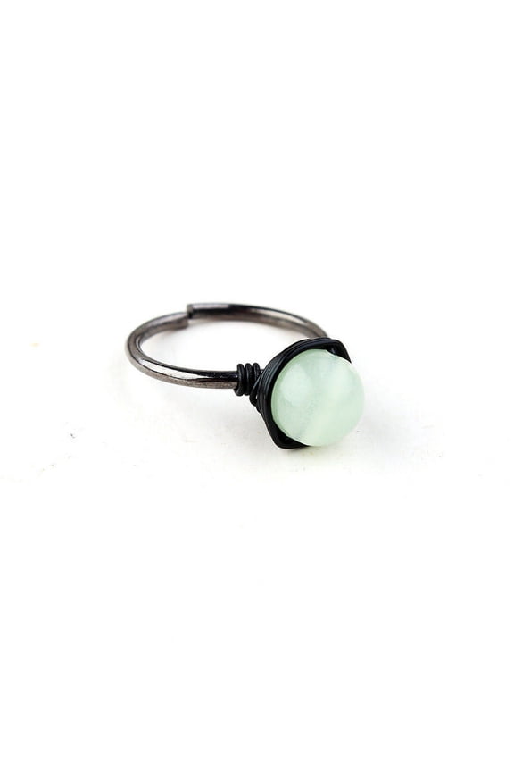 Natural Stone Winding Planet Circle Ring: Stylish Gem Metal Ring with Plating, 8mm Ring Face, Simple and Stylish Design