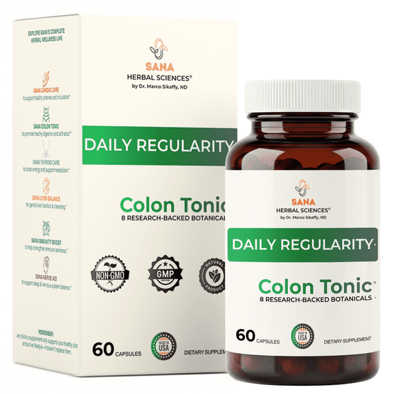 Natural Stool Softener Formula | 8-Element All-Natural Supplement to Support Colon Detox, Microbiome Balance, Soft Stool and Regularity | 60 Easy-to-Swallow Capsules | by Sana Herbal