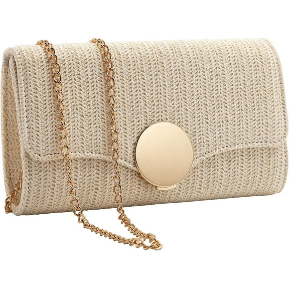 Natural Straw Woven Clutch Purse, Summer Beach Bag Wallet