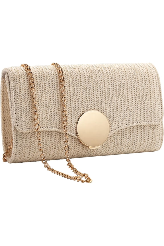 Natural Straw Woven Clutch Purse, Summer Beach Bag Wallet