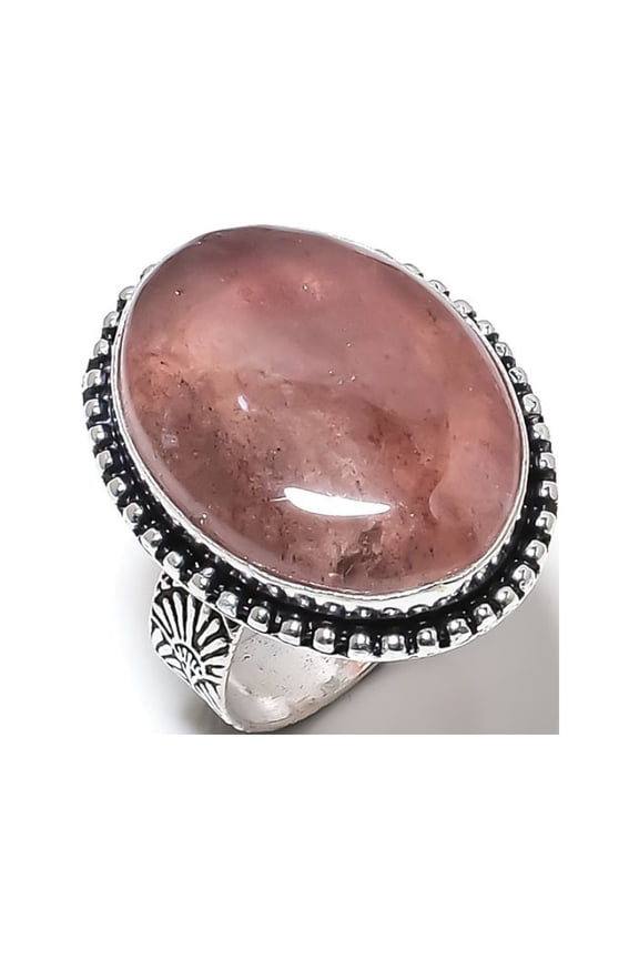 Natural Strawberry Quartz Gemstone 925 Sterling Silver Gift Ring Size 6