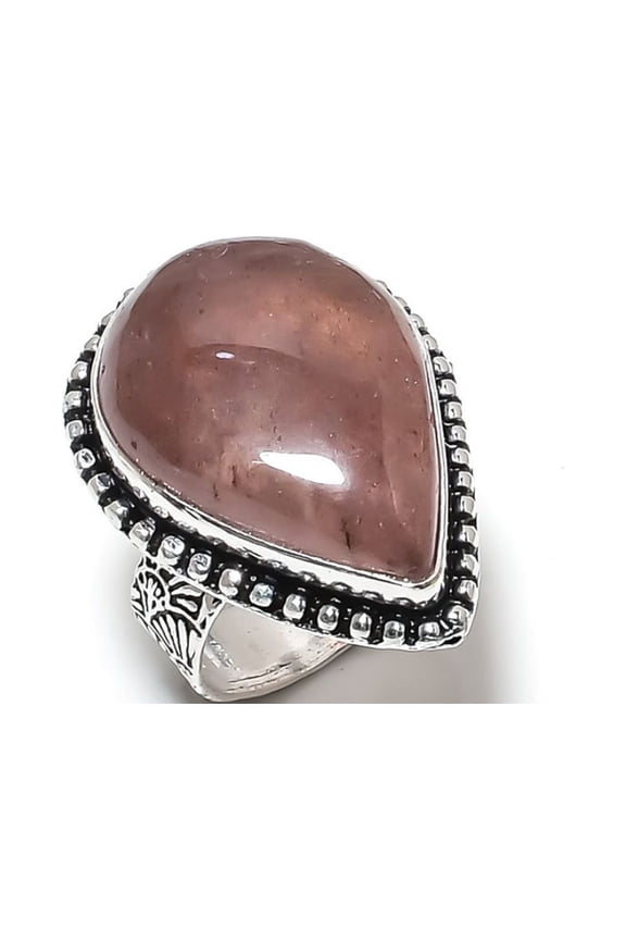 Natural Strawberry Quartz Gemstone 925 Sterling Silver Gift Ring Size 9