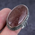 thumbnail image 1 of Natural Strawberry Quartz Gemstone Handmade 925 Sterling Silver Ring S.9, 1 of 2