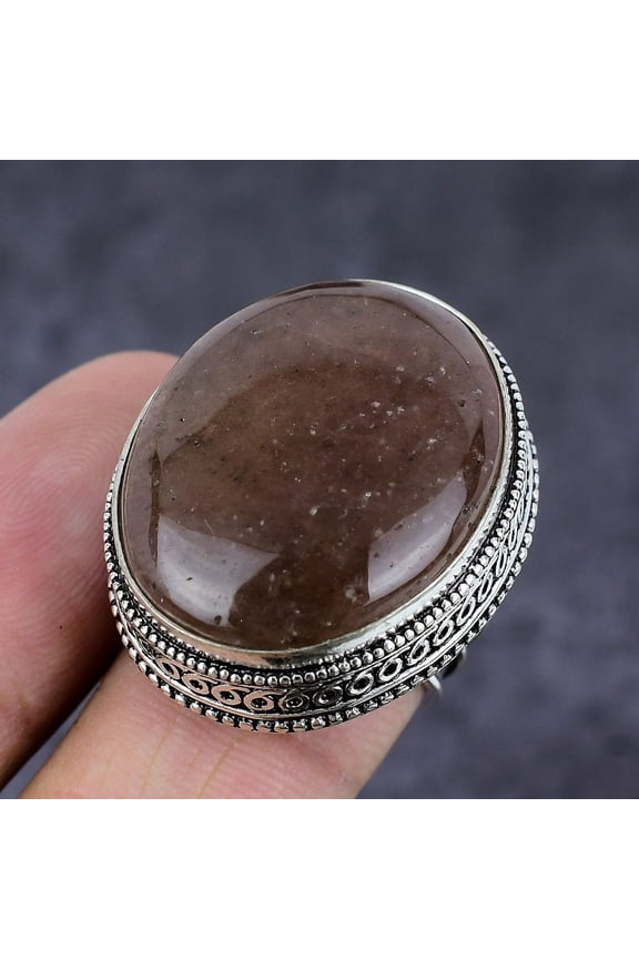 Natural Strawberry Quartz Gemstone Handmade 925 Sterling Silver Ring Size 6