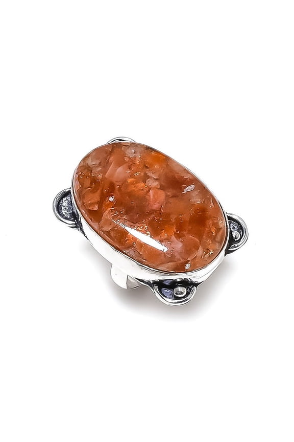 Natural Strawberry Quartz Gemstone Handmade 925 Sterling Silver Ring Size 7