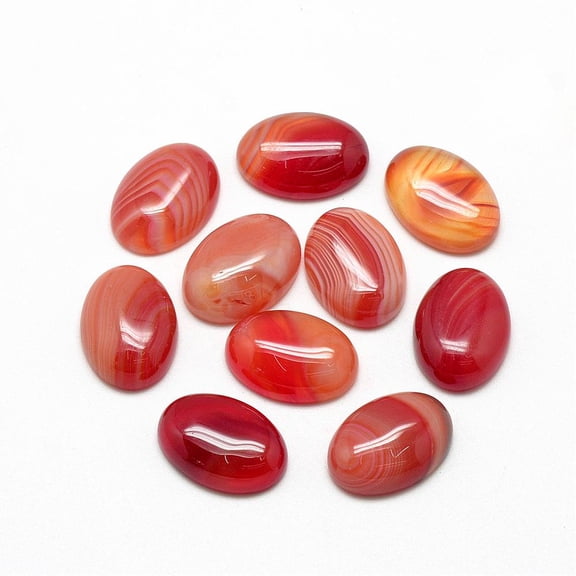 Natural Striped Agate/Banded Agate Cabochons Dyed Oval Red 18x13x5mm