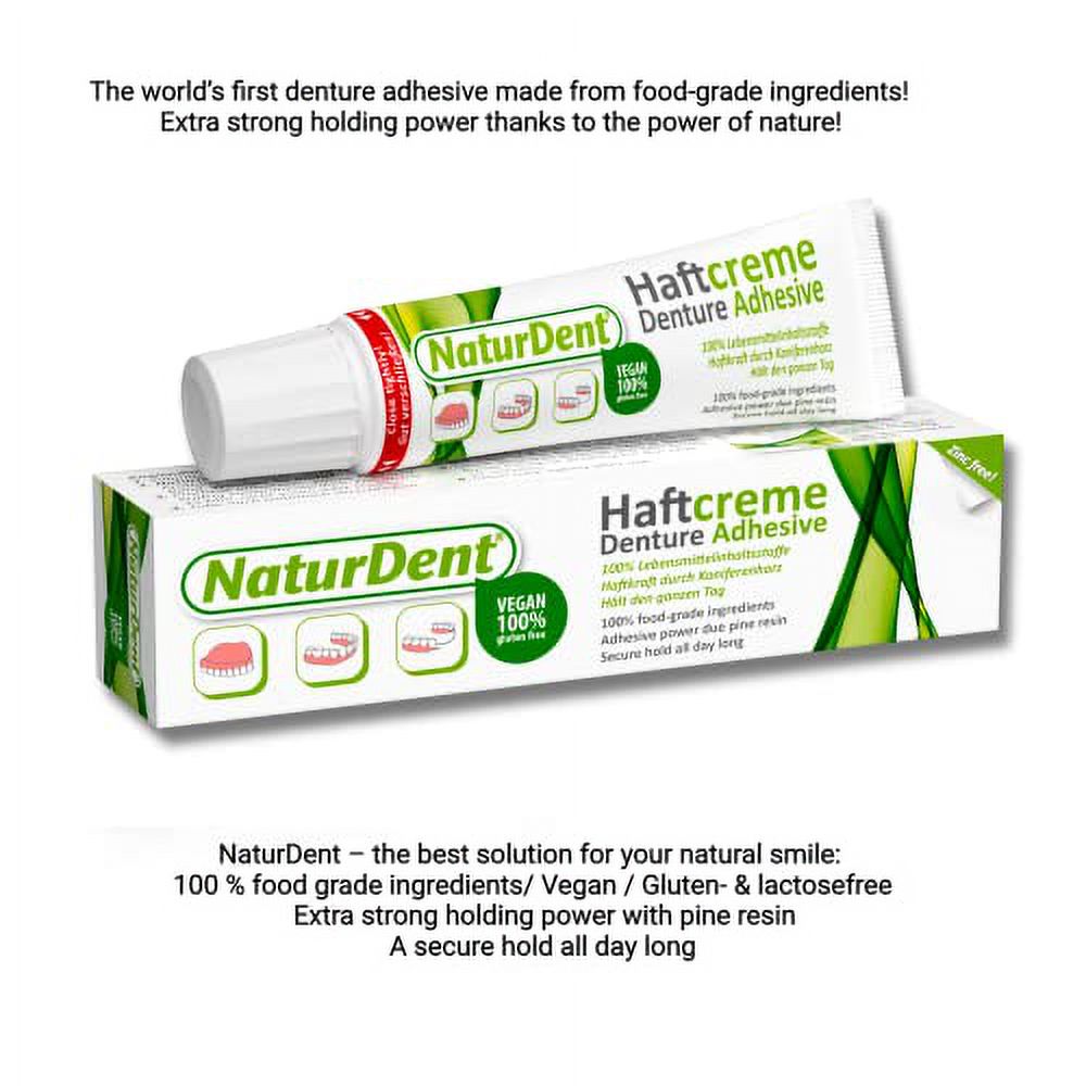 Natural Strong Denture Adhesive NaturDent holds Dentures Longer and