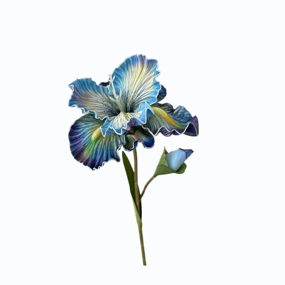 Natural Style Oil Color Artificial Iris Flowers, EVA Material Faux Flower Bouquet, Home and Living Room Decor, Forever Fresh Floral Gift