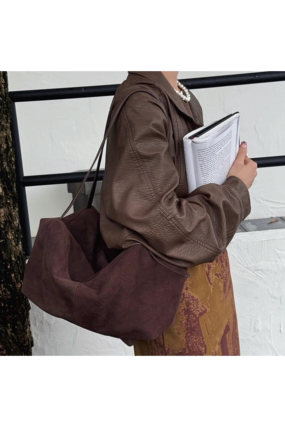 Natural Suede LeatNatural Suede Leather Women Boston Bags Roomy Pillow Tote Luxury Matte Cowhide Bag 2024her Women Boston Bags Roomy Pillow Tote Luxury Matte Cowhide Bag 2024 New Crossbody Retro Tote