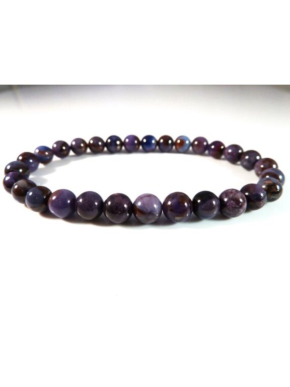Natural Sugilite 6mm round Shape smooth Cut Beads Stretchable Bracelet for Men & Women.